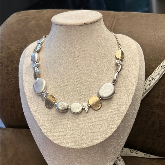 Modern Two-Tone Silver and Gold Necklace - Picture 1 of 7